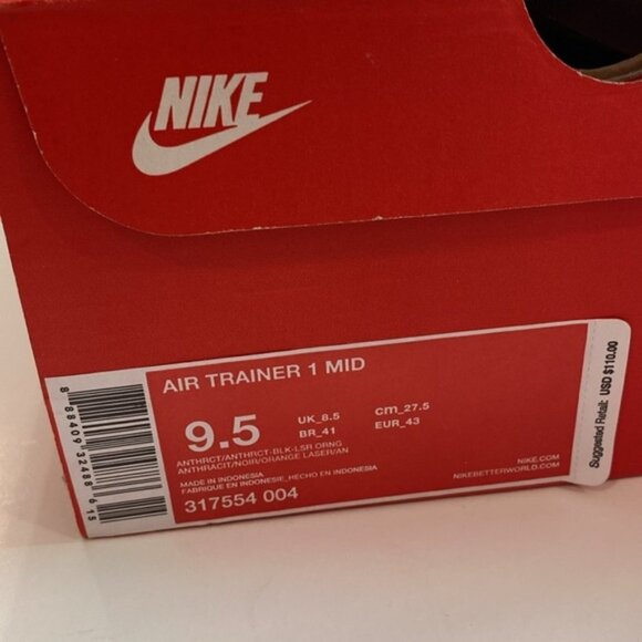 Nike Air Trainer 1 MID Anthracite Shoes Size 9.5 - Picture 10 of 12